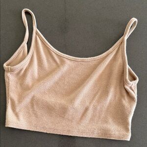 Joah Brown Ribbed Crop Top